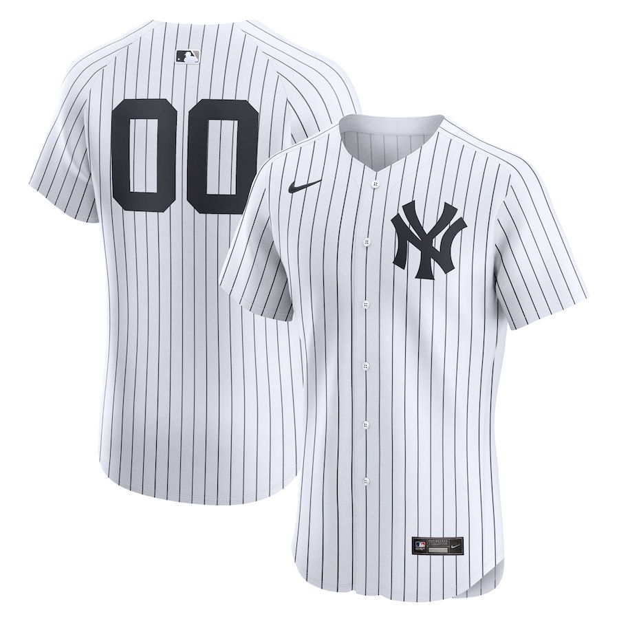 Men New York Yankees Nike White Home Elite Custom Number MLB Jersey